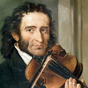 Portrait of Nicolo Paganini, Italian violinist and composer. (painting)