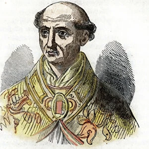 Portrait of Pope Saint Calixte II (Gui of Burgundy, in Italian Guido dei Conti di Borgogna, Callisto II, 1119-1124) Drawing from "Misteri del Vaticano" by Franco Mistrali, 1866
