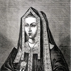 Portrait of Queen Elisabeth wife of Henry VII - in "Cassells illustrated history of England", vol. II, by William Howitt, 1857