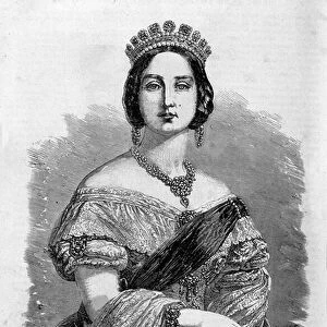 Portrait of Queen Victoria young - engraving, mid-19th century
