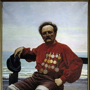 Portrait of the rescuer Onesime Frebourg (1853-1923) Painting by Alexander Bertin (? -1930) 1901 Fecamp, Newfoundland Museum