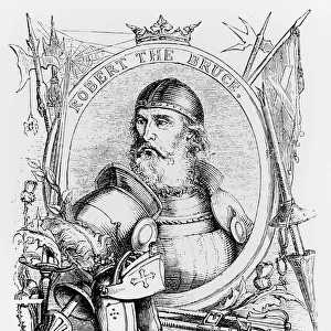 Portrait of Robert the Bruce (1274-1329) (engraving) (b / w photo)