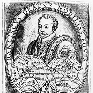 Portrait of Sir Francis Drake (c. 1540-96) at the Age of 43, engraved by Jodocus Hondius