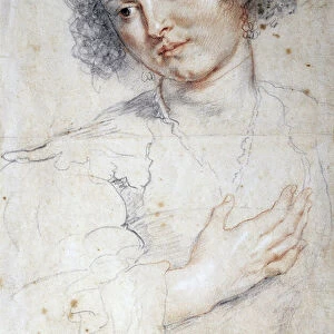 Portrait of a woman (Study for a portrait of Saint Apollonia) (drawing, 17th century)