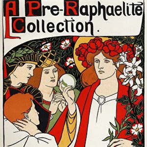 A Pre Raphaelite Collection, exposition in London with Rossetti, Burne Jones... Poster by Graham Roberstson, England, c.1890 (poster)