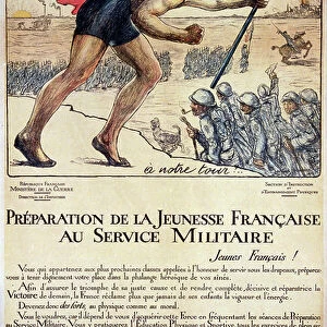 Preparation de la Jeunesse Francaise au Service Militaire, 1920 (colour litho)