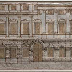 Presentation drawing of the palace project for Iseppo and Livia Porto, c. 1547 (ink, pen and brush on paper)