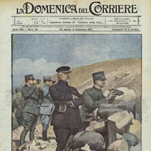 The President of the French Republic on the Italian Front (Colour Litho)