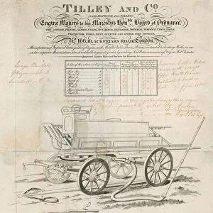 Price list for Tilley and Co, fire engine makers (engraving)