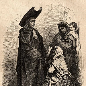 A priest and a woman of the people, dressed in rags; the professional Spanish beggars