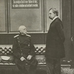 Prince Otto Von Bismarck (left) with the Prussian Minister, Von Botticher (b / w photo)