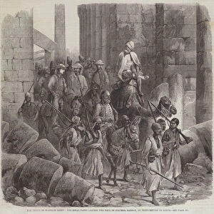 The Prince of Wales in Egypt, the Royal Party leaving the Hall of Columns, Karnak, on their Return to Luxor (engraving)
