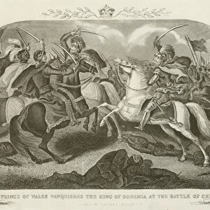 The Prince of Wales vanquishes the King of Bohemia at the Battle of Cressy (engraving)