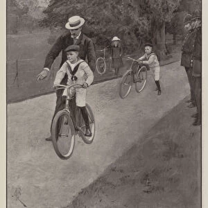 The Prince of Waless Children as Cyclists (litho)