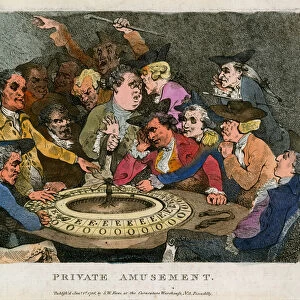Private amusement. Gambling (coloured engraving)