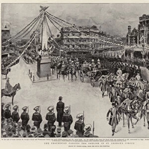 The Procession passing the Obelisk in St Georges Circus (litho)