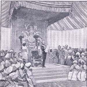 Proclamation of the Queen as sovereign of India 1858 AD (litho)