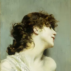 Profile of a Young Woman, (oil on panel)