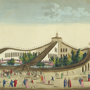 Promenades Aeriennes, Jardin Baujon, c. 1817 (colour litho)