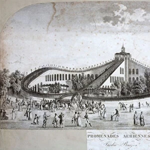 Promenades Aeriennes, roller coaster built in the Jardin Baujon in Paris in 1817 (engraving)