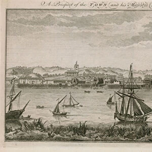 A prospect of the town and HIs Majestys dockyard at Woolwich (engraving)
