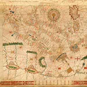 Provence and Italy, from a nautical atlas, 1520 (ink on vellum) (detail from 330915)