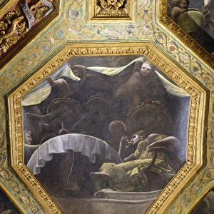 Psyche eating in the house of Cupid, ceiling caisson from the Sala di Amore e Psyche