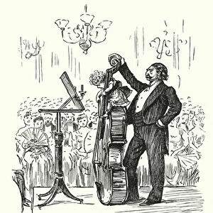Punch cartoon: Modern Crazes (the Latest Thing in Musical Prodigies. The Baby Bottesini (engraving)