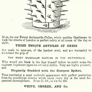 Punch cartoon: patent antigarotte collar (engraving)