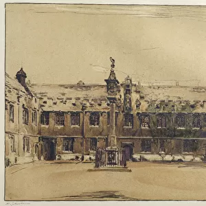 The Front Quad of Corpus Christi College, Oxford (pen and ink with wash on paper)