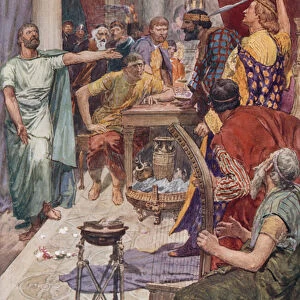 The Quarrel between Alexander and Clitus (colour litho)