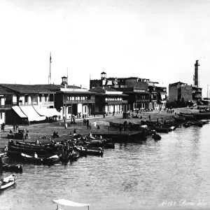 The Quay at Port Said, c. 1878 (b / w photo)