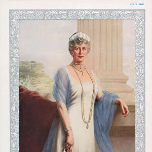 Queen Mary, consort of King George V and mother of Edward VIII and George VI (colour litho)