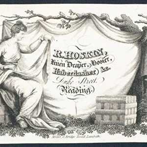 R Hoskin, linen draper, hosier, haberdasher, trade card (engraving)