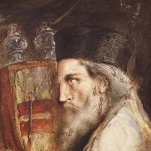 Rabbi Carrying the Torah (w / c on paper)