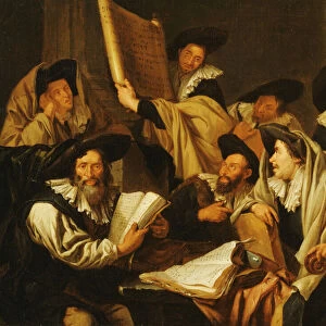 A Rabbinical Disputation, (oil on canvas)