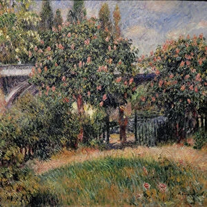 The railway bridge in Chatou or the pink chestnut trees - 1881. Oil on canvas