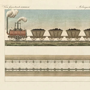 Railways and Steamtrans (coloured engraving)