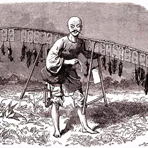 Rat killer in China. 1874 (engraving)