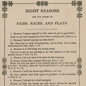 Eight reasons for not going to fairs, races and plays (engraving)