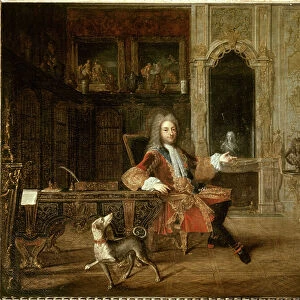 The Regent Philip II Duke of Orleans (1674-1723) and his son Louis I of Orleans, Duke of Chartres (1703-1752) Painting of the French School of the 18th century. Sun 1, 03x1, 38 m