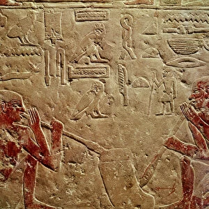 Relief depicting glass blowers, from the Mastaba of Kaemrehu, Saqqara, Old Kingdom, c