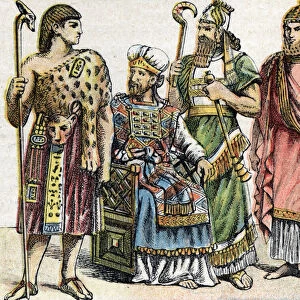 Religious costumes in ancient times (colour litho)