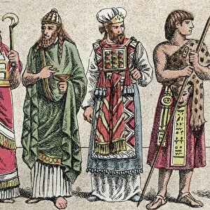 Religious costumes in the ancient times (colour litho)