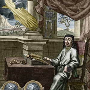Rene Descartes (hand-coloured engraving)