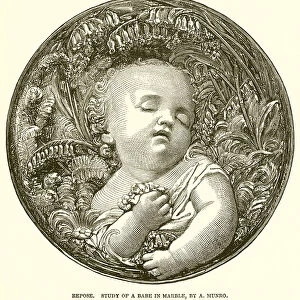 Repose. Study of a Babe in Marble, By A. Munro (engraving)