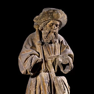 Representation of Saint James the Major in pelerine Sculpture in limestone of