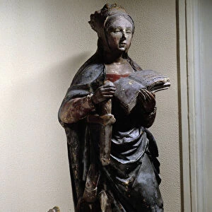 Representation of St. Catherine of Siena. Polychrome limestone sculpture. 15th century