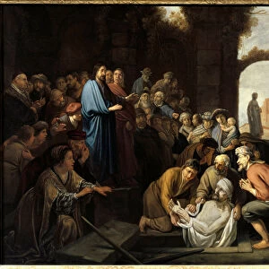 Resurrection of Lazarus. Painting by Nicolaes Cornelisz Moyaert (Nicolas Cornelis Moyaert