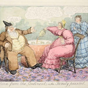 The Return from the Continent, or The Family Puzzled, pub. 1835 (hand coloured etching)